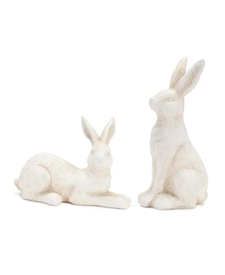 Slickblue Rabbit (Set of 2) 7.5"L x 5"H, 3.25"L x 8.5"H Ceramic