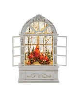 Slickblue Led Snow Globe with Cardinals Enchanting Holiday Decor with Festive Red Birds