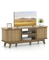 Sugift Tv Stand for 55-Inch Tv Media Console Table with Dual Sliding Doors