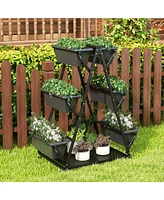 Skonyon 3-Tier Vertical Raised Garden Bed with 4 Wheels and 6 Container Boxes