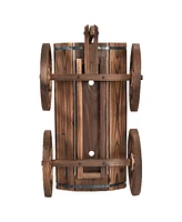 Vebreda Wood Wagon Planter Pot Stand with Wheels