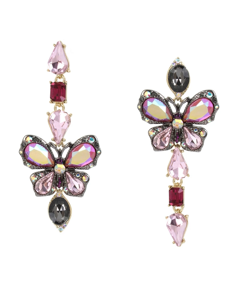 Betsey Johnson Butterfly Mismatch Linear Earrings