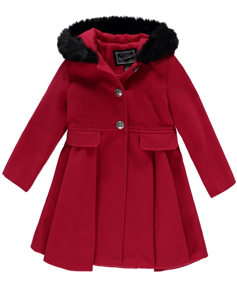 S. Rothschild & Co Toddler Little Girls Hooded Trim Coat