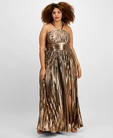 City Studios Trendy Plus Metallic Pleated Gown