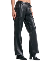 Elan Women's Faux-Leather Cargo Pants