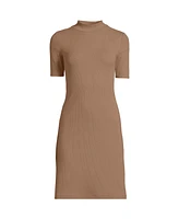 Lands' End Women's Knit Rib Mock Neck Dress