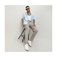 Men's Light Blue Self-Design Block Shirt