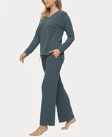 Felina Women's Serena V-neck Pullover and Lounge Pant Set