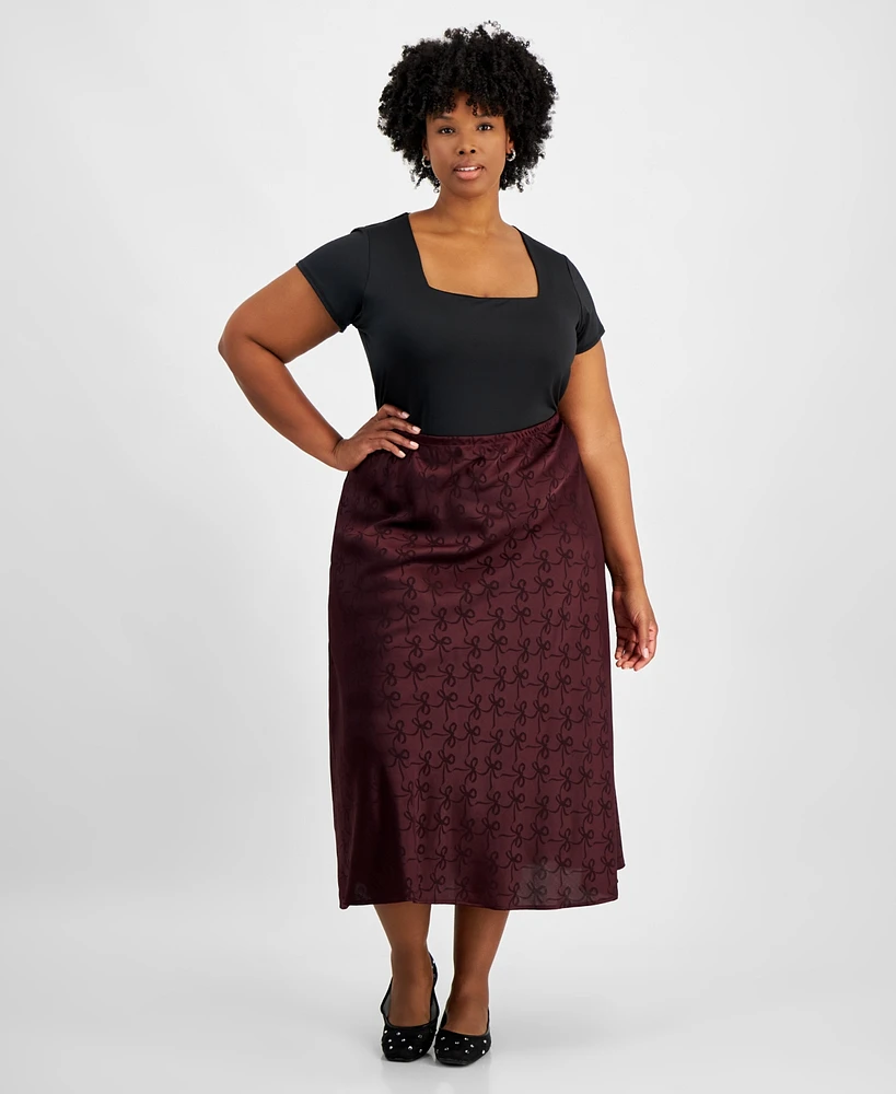 And Now This Trendy Plus Printed-Satin Maxi Skirt, Created for Macy's