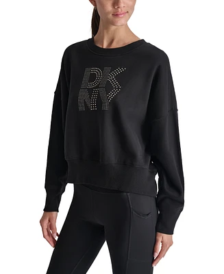 Dkny Sport Women's Studded Logo Fleece Crewneck Sweatshirt