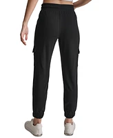 Dkny Sport Women's Studded-Logo Cargo Jogger Fleece Sweatpants