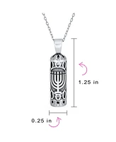 Bling Jewelry Hanukkah Magen Judaic Hamsa Hand Parchment Pendant Kabbalah Necklace For Bat Mitzvah For Women Sterling Silver