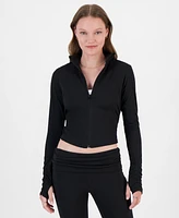 Ultra Flirt Juniors' Full-Zip Fleece Lined Long Sleeve Top