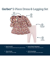 Gerber Baby Girls Dress and Legging Set, 2 Piece