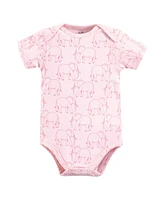 Touched by Nature Baby Girls Organic Cotton Bodysuits, Pink Peanut