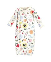 Touched by Nature Baby Girls Baby Organic Cotton Side-Closure Snap Long-Sleeve Gowns 3pk