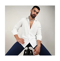 Men's Chalk White Pleat-Creased Shirt