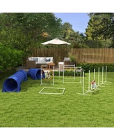 PawHut 7 Piece Dog Agility Training Equipment W/ Tunnels, Weave Poles