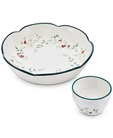 Winterberry Holiday Chip & Dip Bowl