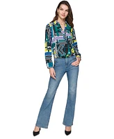 Karl Lagerfeld Paris Women's Geo-Print Faux-Wrap Top