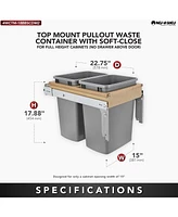 Rev-a-Shelf Pull Out Top Mount Trash Can w/ Soft-Close, 35 Qt, 4WCTM-18BBSCDM2