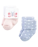 Hudson Baby Girls Cotton Rich Newborn and Terry Socks