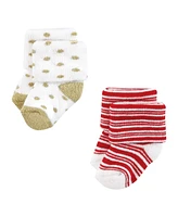 Hudson Baby Girls Cotton Rich Newborn and Terry Socks, 12 Days Of Christmas