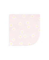 Hudson Baby Infant Girl Flannel Cotton Washcloths, Peace Love Flowers Pack