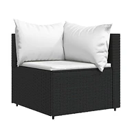 vidaXL Patio Corner Sofa with Cushions Poly Rattan