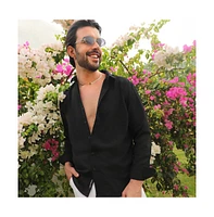 Men's Midnight Black Embossed Micro Check Shirt