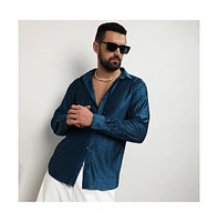 Men's Aegean Blue Curly-Creased Shirt