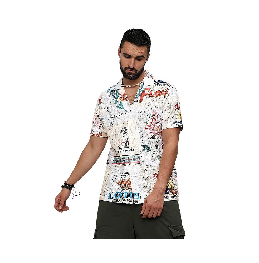 Campus Sutra Men's Multicolour Retro Graphic Shirt