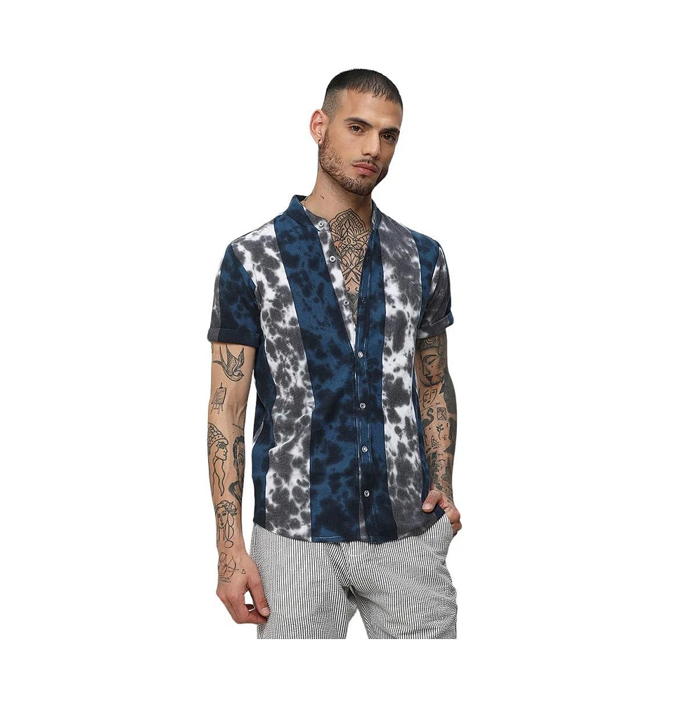 Campus Sutra Men's Multicolour Tie-Dye Striped Shirt