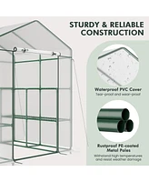 Vebreda Walk-in Greenhouse with 3 Tiers 8 Shelves Pvc Cover Roll-up Zippered Door