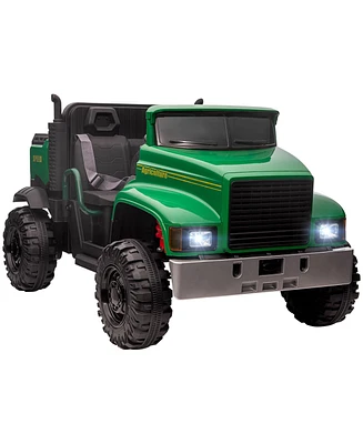 Aosom 12V Truck Ride-on Toy with Large High-Traction Wheels, Outdoor Toy, Green