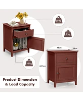 Sugift 2-Tier Accent Table with Spacious Tabletop