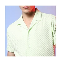 Men's Lime Green Self-Design Box Shirt