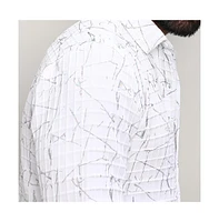 Men's Chalk White Holographic Veined Textured Shirt