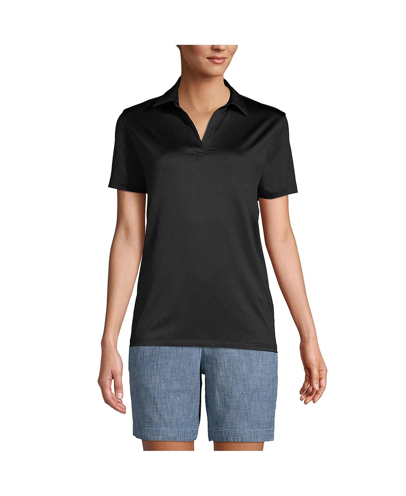 Lands' End Women's Short Sleeve Rapid Dry Sport Neck Polo Shirt