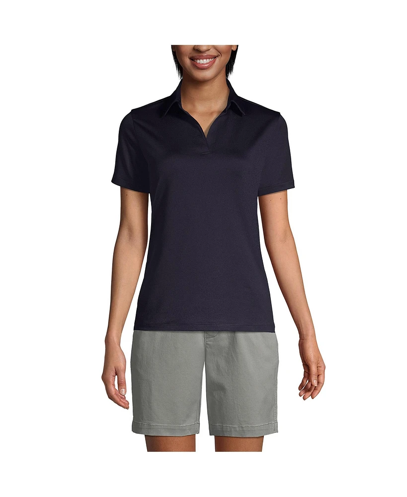 Lands' End Women's Short Sleeve Rapid Dry Sport Neck Polo Shirt