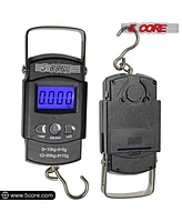5 Core Fishing Scale 110lb/50kg Hanging Digital Luggage Weighing Scales w Measuring Tape - 2PCS