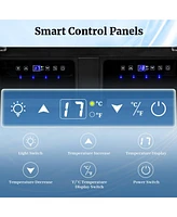 Sugift 2-in-1 Beverage and Wine Cooler with Independent Temperature Control and Led Lights