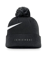 Nike Men's Black Chicago Cubs Swoosh Peak Cuffed Knit Hat with Pom