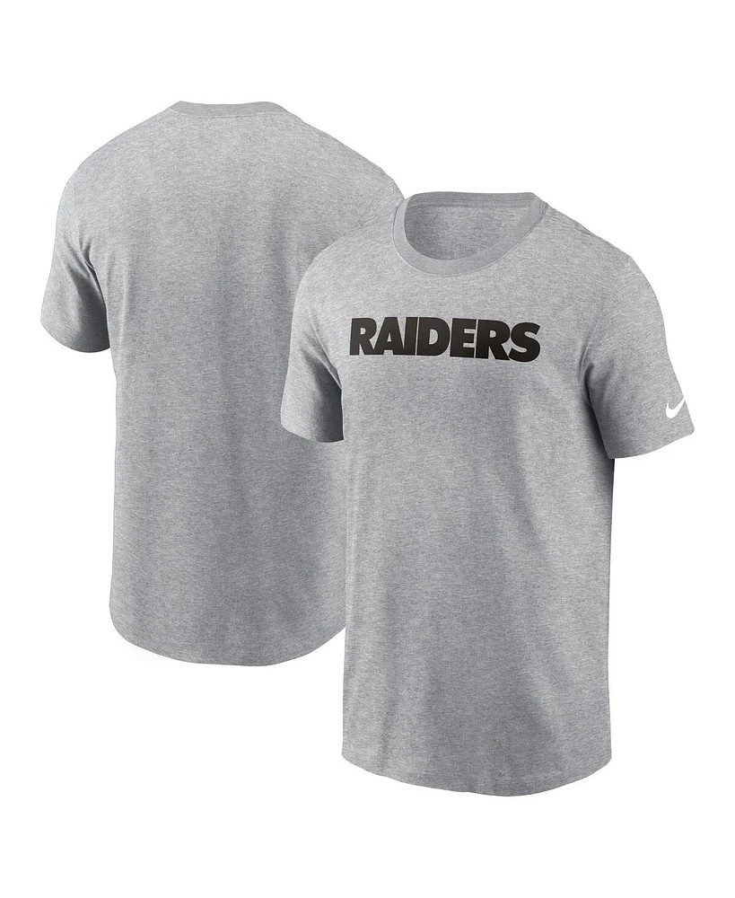 Nike Men's Heather Gray Las Vegas Raiders Primetime Wordmark Essential T-Shirt