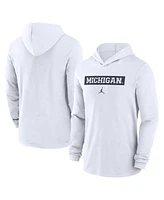 Jordan Men's White Michigan Wolverines Sideline Hoodie Performance Long Sleeve T-Shirt