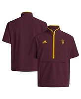 Adidas Men's Maroon Arizona State Sun Devils Coaches Sideline Half-Zip Short Sleeve Jacket