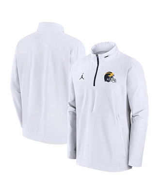 Jordan Men's White Michigan Wolverines Sideline Coaches Quarter-Zip Jacket