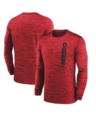 Nike Men's Scarlet Ohio State Buckeyes 2024 Sideline Velocity Performance Long Sleeve T-Shirt