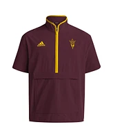 Adidas Men's Maroon Arizona State Sun Devils Coaches Sideline Half-Zip Short Sleeve Jacket