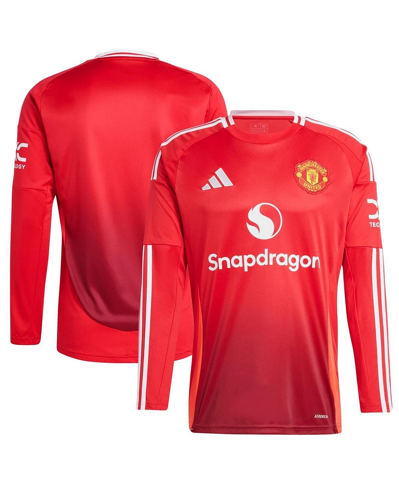 Adidas Men's Red Manchester United 2024/25 Home Long Sleeve Replica Jersey